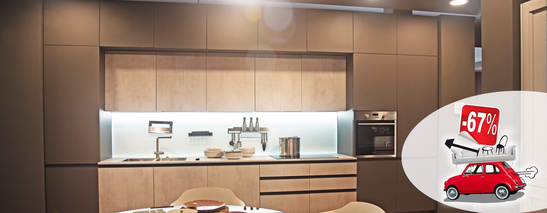 Direttamente dalla nostra esposizione, cucina Kalì Arredo3 grigia/legno in promozione!