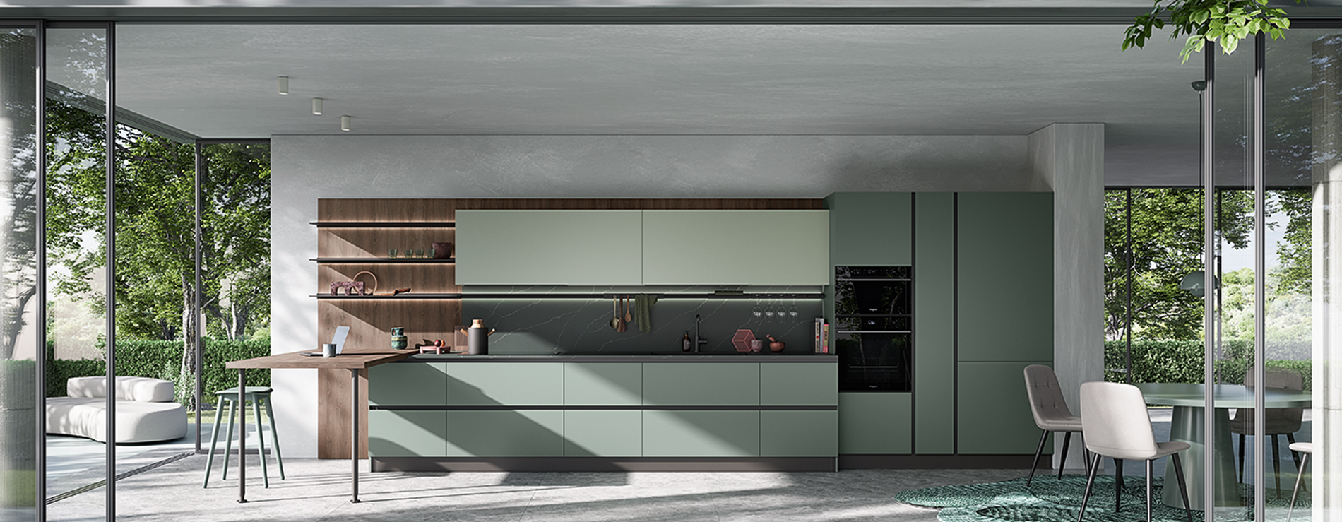 cucina moderna verde